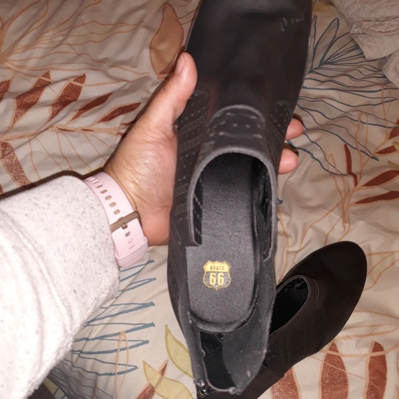 Route66 Perforated Black Heeled Booties - Picture 5 of 7